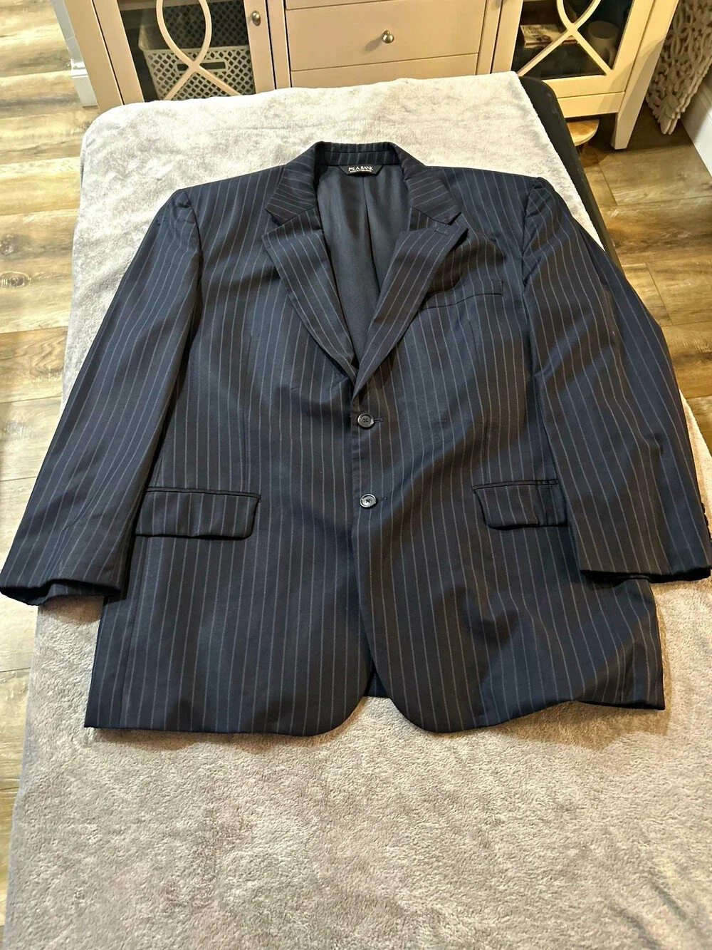 Jos. A. Bank Men's Tuxedo Blazer Black Striped 2-Button Notch Lapel 28